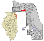 Cook County Illinois incorporated and unincorporated areas Elk Grove Village highlighted